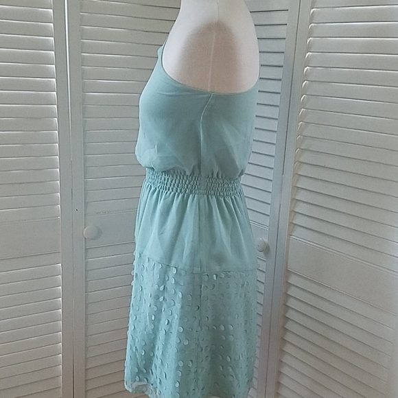 GIANNI BINI ONE SHOULDER SILK DRESS W/LAZER CUT DE - Picture 4 of 12